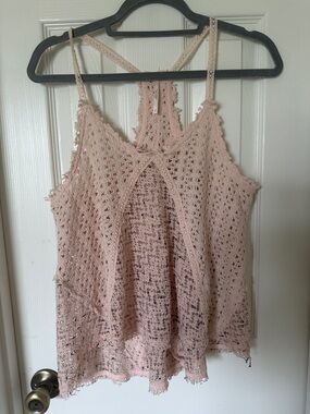Free People Blush Crochet Lace Camisole Tank